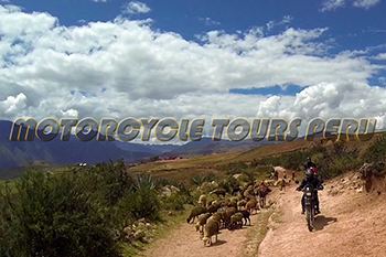 riding through the fields along the way to Lares village